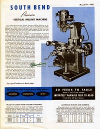 used southbend vertical (pulley type) milling machine MIL