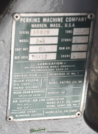 used perkins air clutch punch press with variable speed drive 2A
