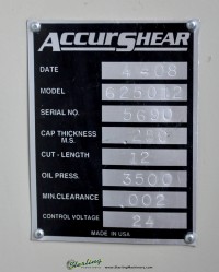 used accurshear hydraulic power shear 625012
