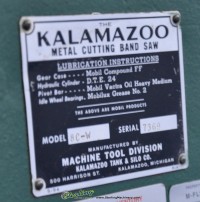 used kalamazoo horizontal bandsaw 8C-W